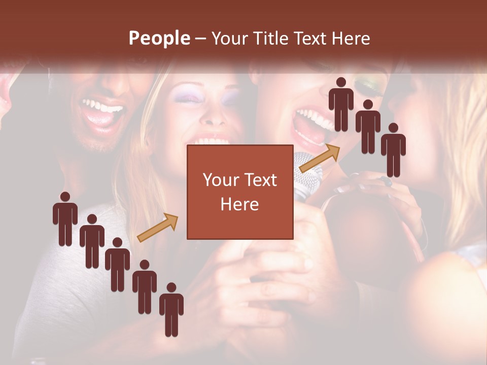 A Group Of People Singing Into A Microphone PowerPoint Template