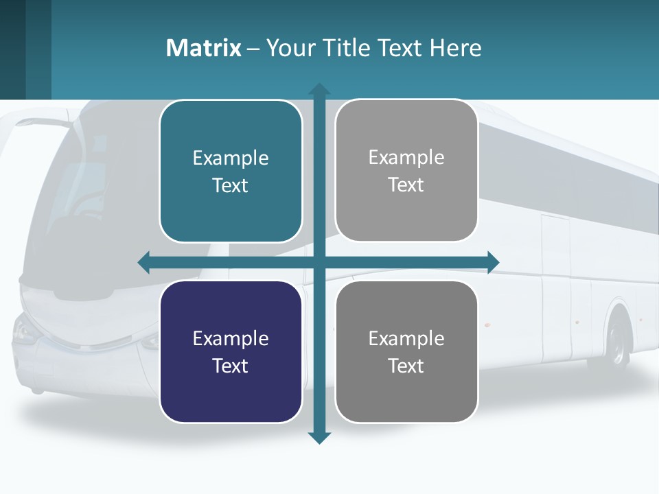 A White Bus Is Shown With A Blue Background PowerPoint Template