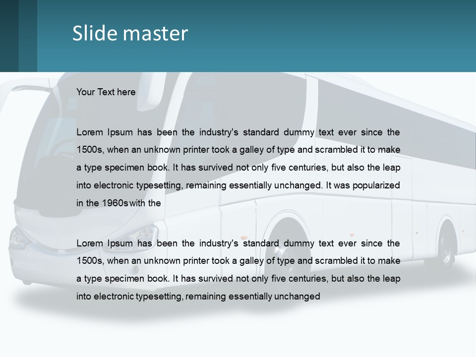 A White Bus Is Shown With A Blue Background PowerPoint Template