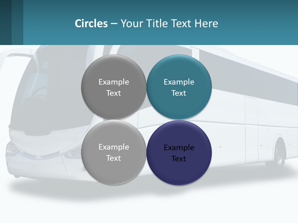 A White Bus Is Shown With A Blue Background PowerPoint Template