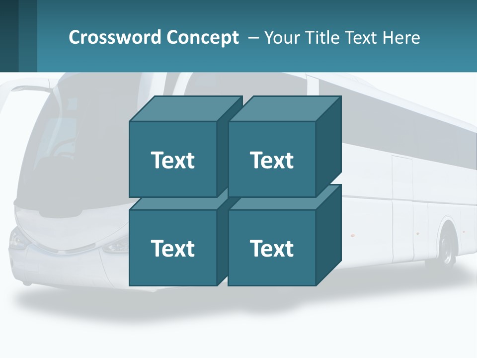 A White Bus Is Shown With A Blue Background PowerPoint Template