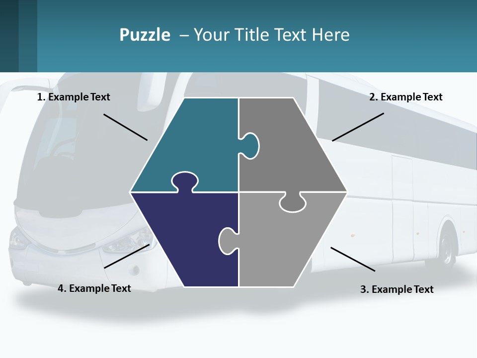 A White Bus Is Shown With A Blue Background PowerPoint Template