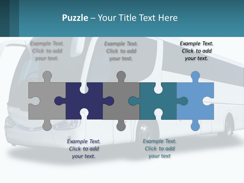 A White Bus Is Shown With A Blue Background PowerPoint Template