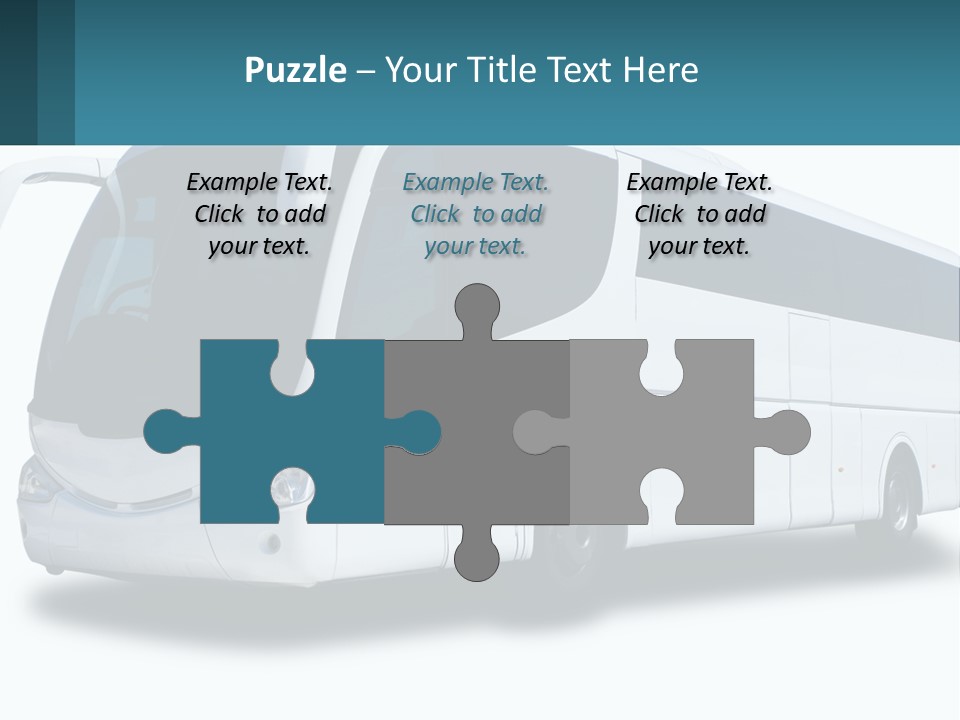 A White Bus Is Shown With A Blue Background PowerPoint Template