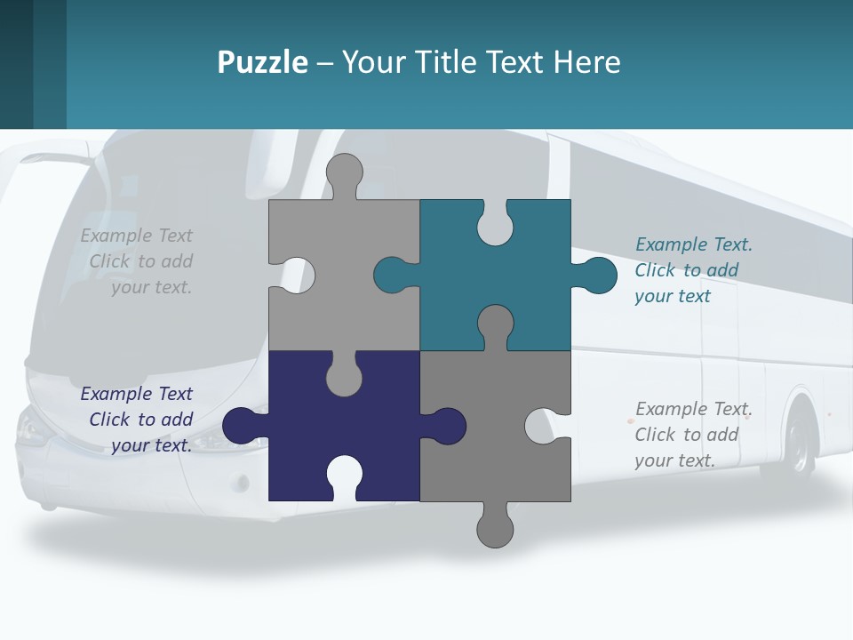 A White Bus Is Shown With A Blue Background PowerPoint Template