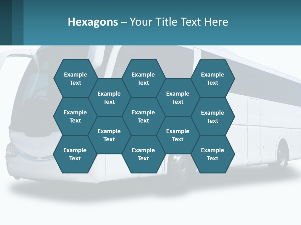 A White Bus Is Shown With A Blue Background PowerPoint Template