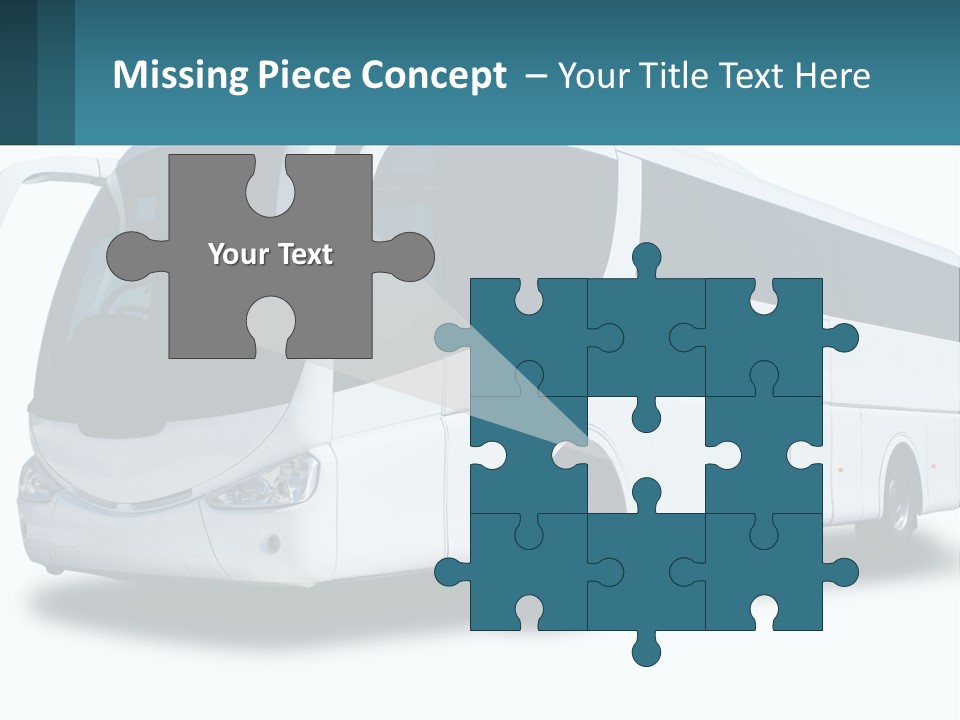 A White Bus Is Shown With A Blue Background PowerPoint Template