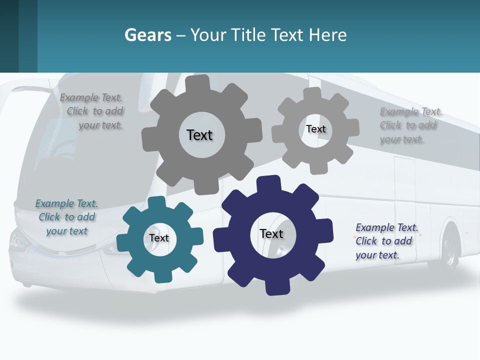 A White Bus Is Shown With A Blue Background PowerPoint Template