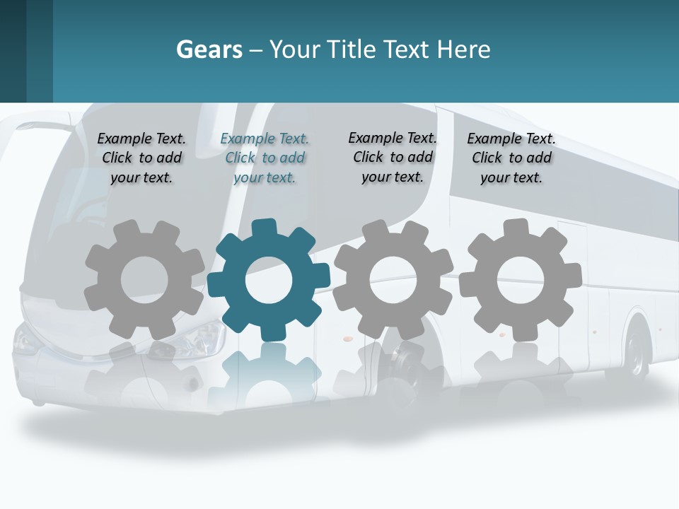 A White Bus Is Shown With A Blue Background PowerPoint Template