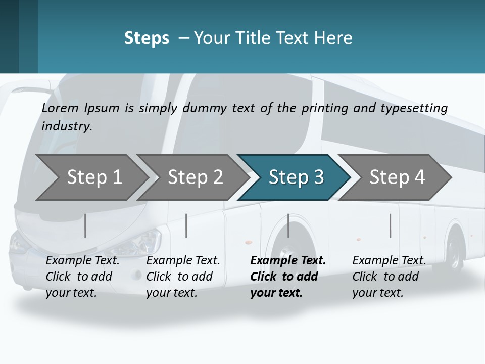 A White Bus Is Shown With A Blue Background PowerPoint Template