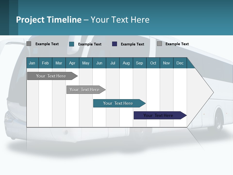 A White Bus Is Shown With A Blue Background PowerPoint Template