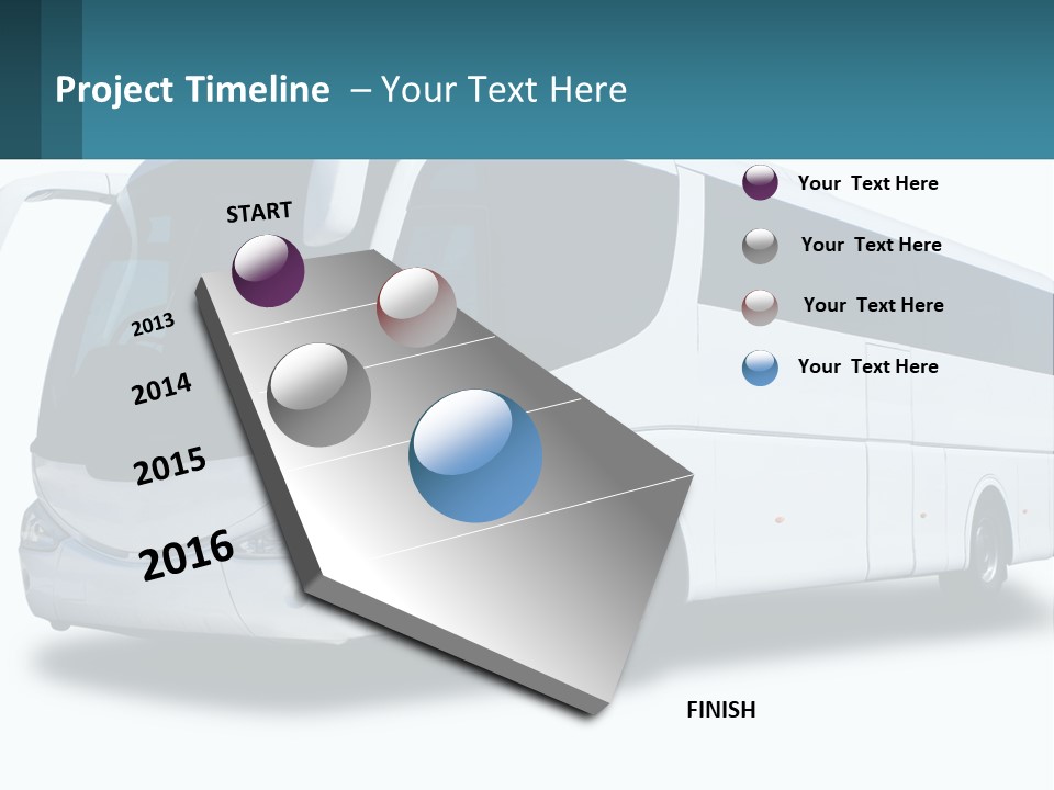 A White Bus Is Shown With A Blue Background PowerPoint Template