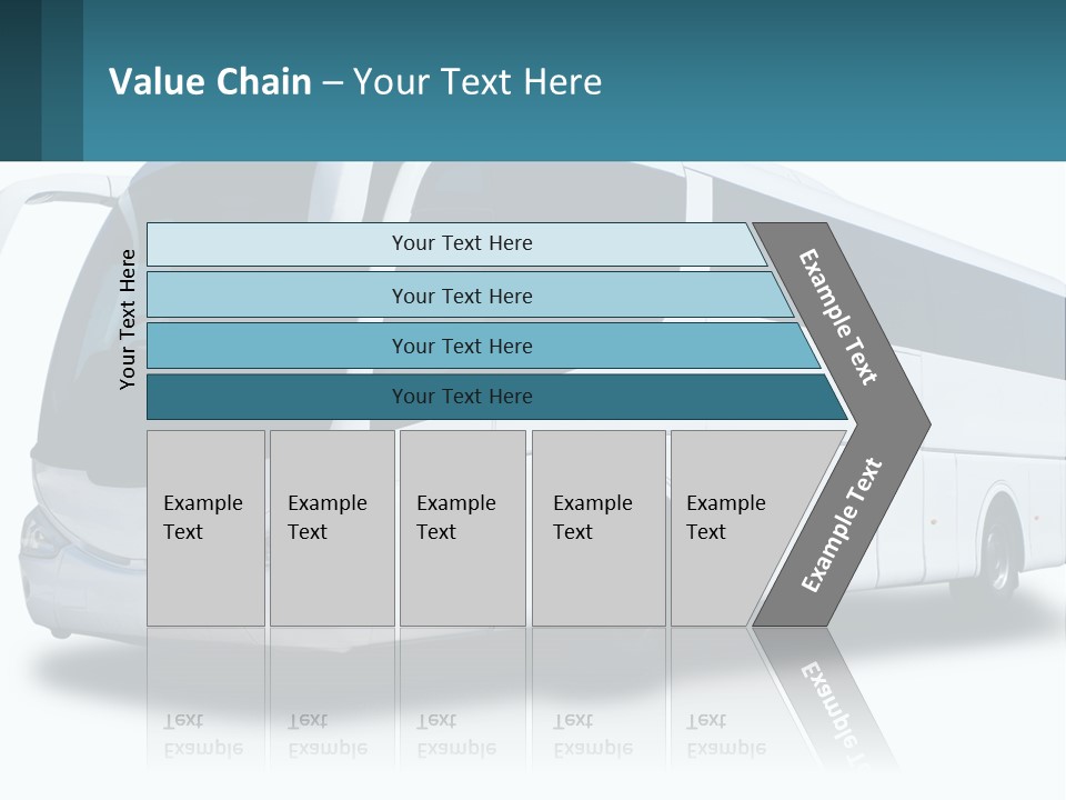 A White Bus Is Shown With A Blue Background PowerPoint Template