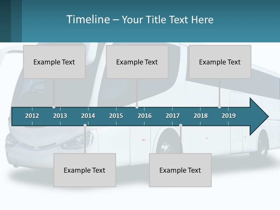 A White Bus Is Shown With A Blue Background PowerPoint Template