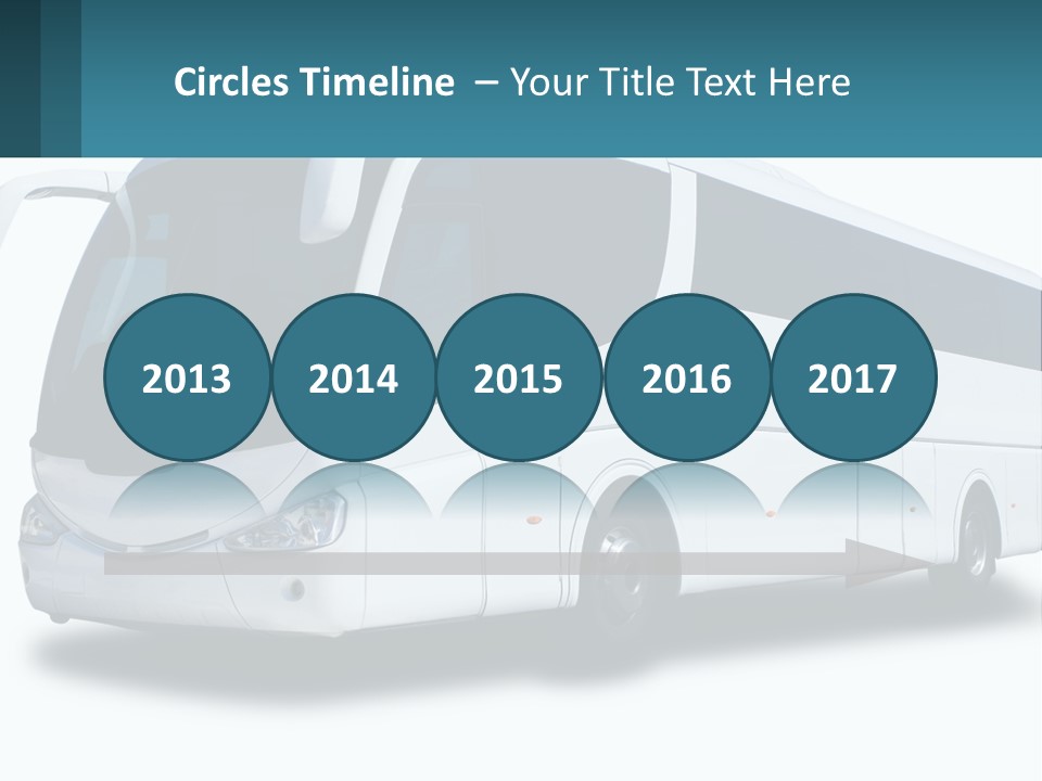 A White Bus Is Shown With A Blue Background PowerPoint Template