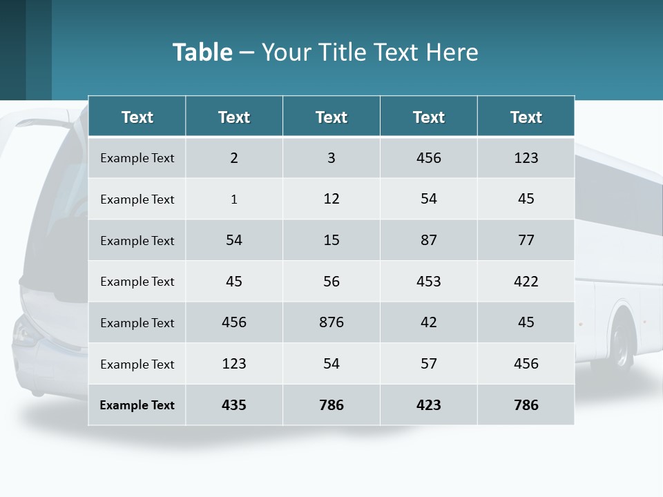A White Bus Is Shown With A Blue Background PowerPoint Template