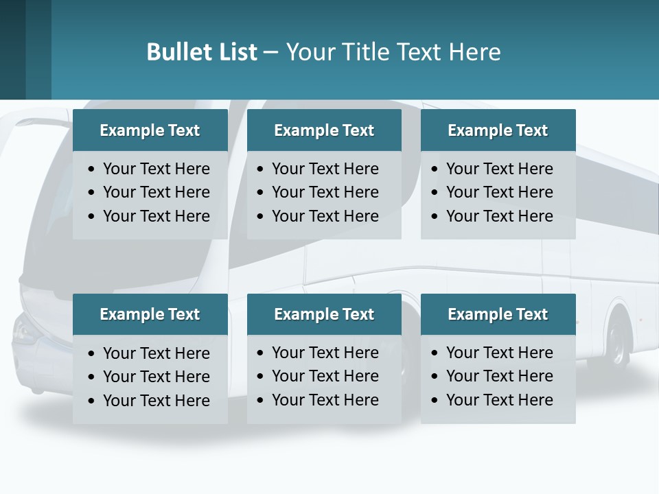 A White Bus Is Shown With A Blue Background PowerPoint Template