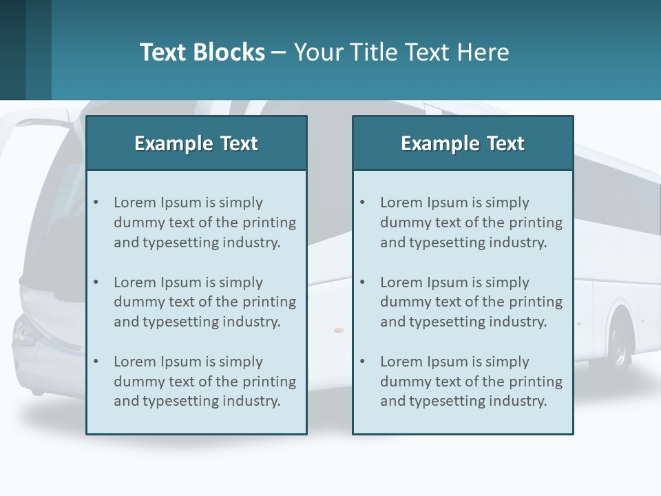 A White Bus Is Shown With A Blue Background PowerPoint Template