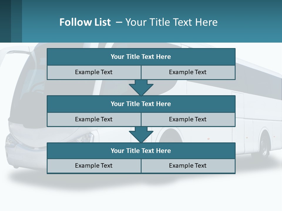A White Bus Is Shown With A Blue Background PowerPoint Template