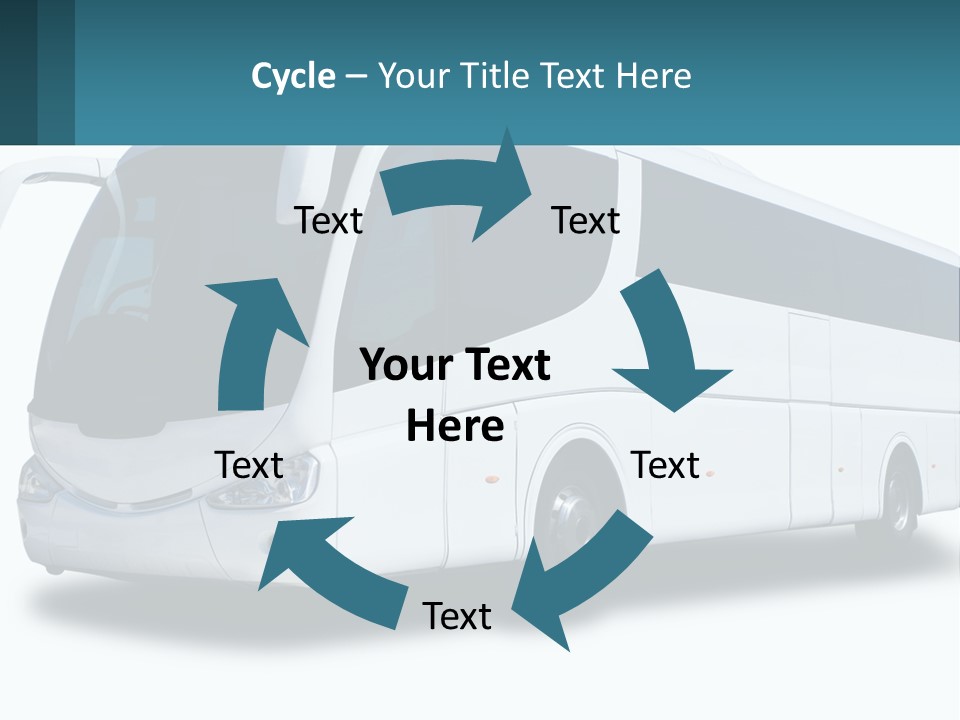 A White Bus Is Shown With A Blue Background PowerPoint Template