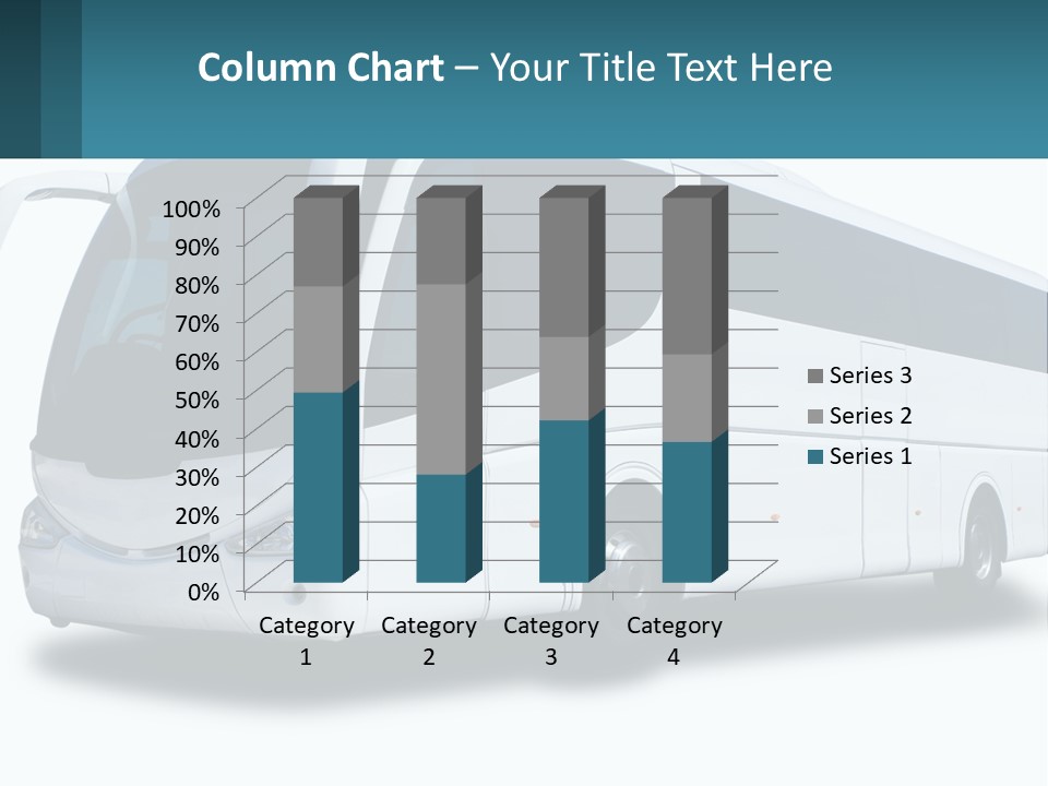 A White Bus Is Shown With A Blue Background PowerPoint Template