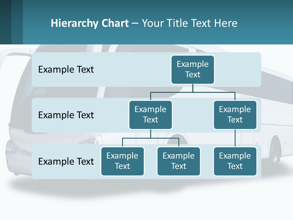 A White Bus Is Shown With A Blue Background PowerPoint Template
