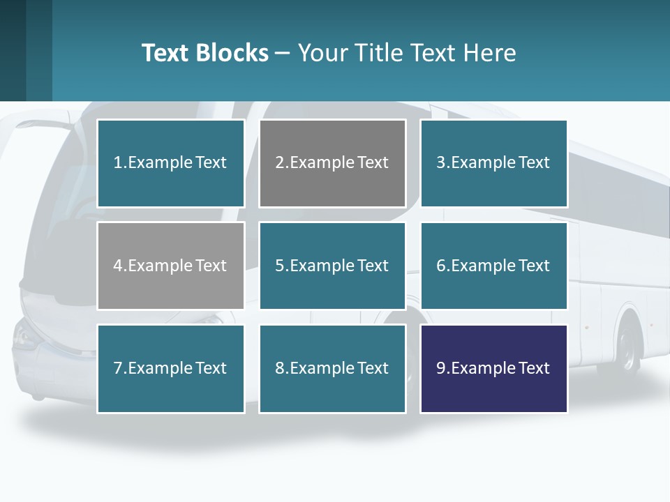 A White Bus Is Shown With A Blue Background PowerPoint Template