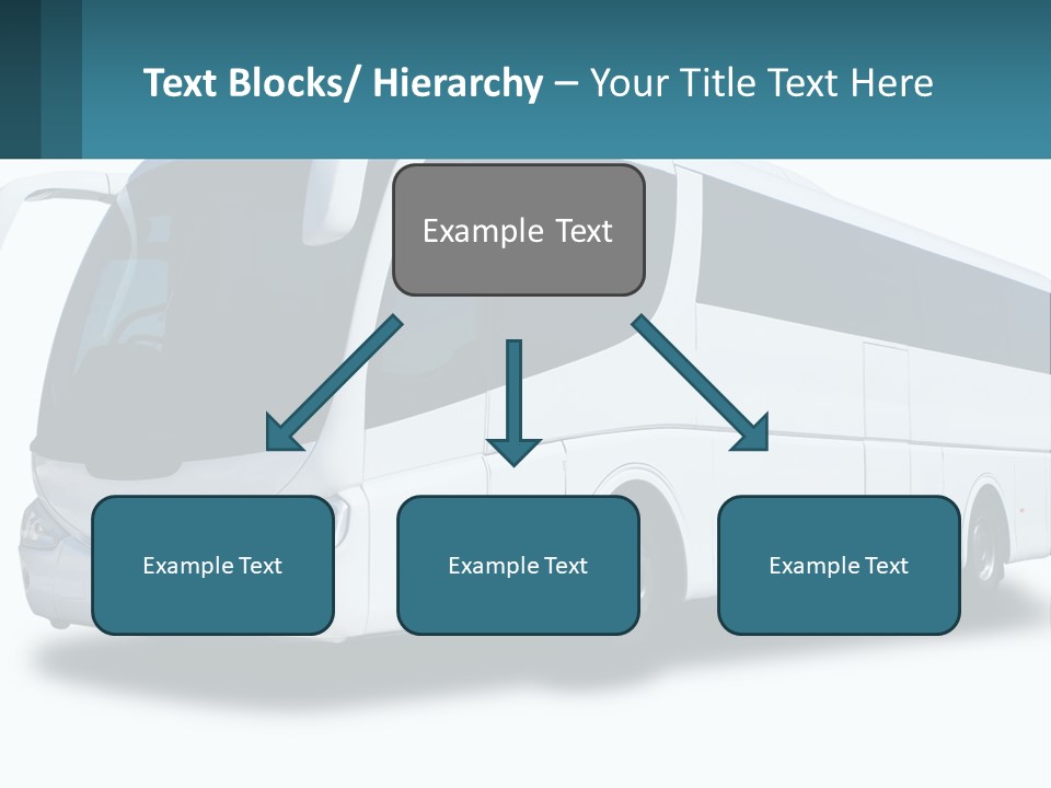 A White Bus Is Shown With A Blue Background PowerPoint Template