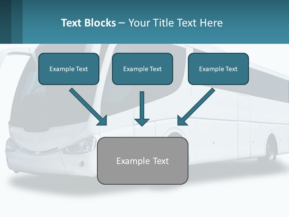A White Bus Is Shown With A Blue Background PowerPoint Template