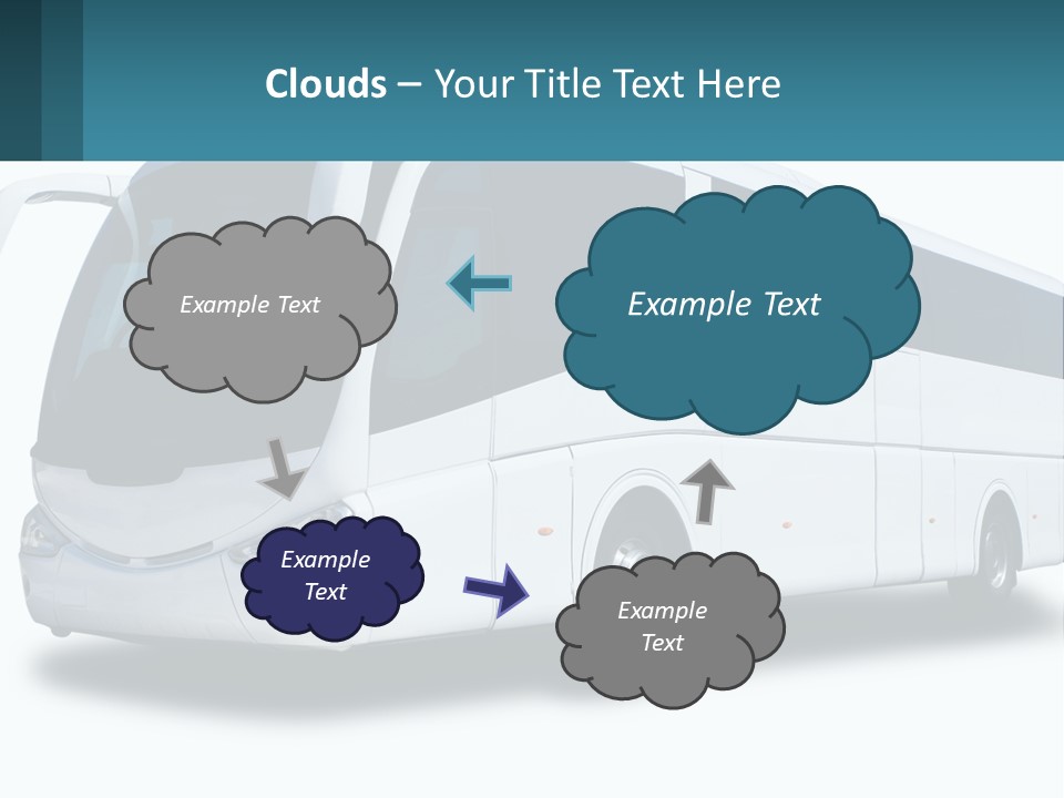 A White Bus Is Shown With A Blue Background PowerPoint Template