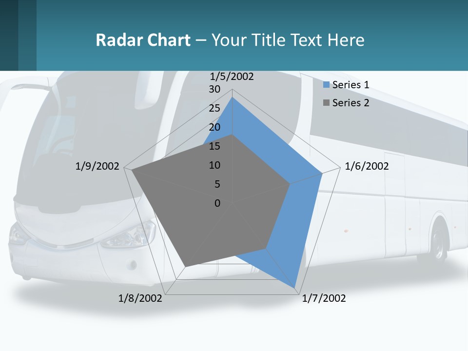 A White Bus Is Shown With A Blue Background PowerPoint Template
