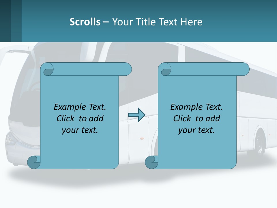 A White Bus Is Shown With A Blue Background PowerPoint Template