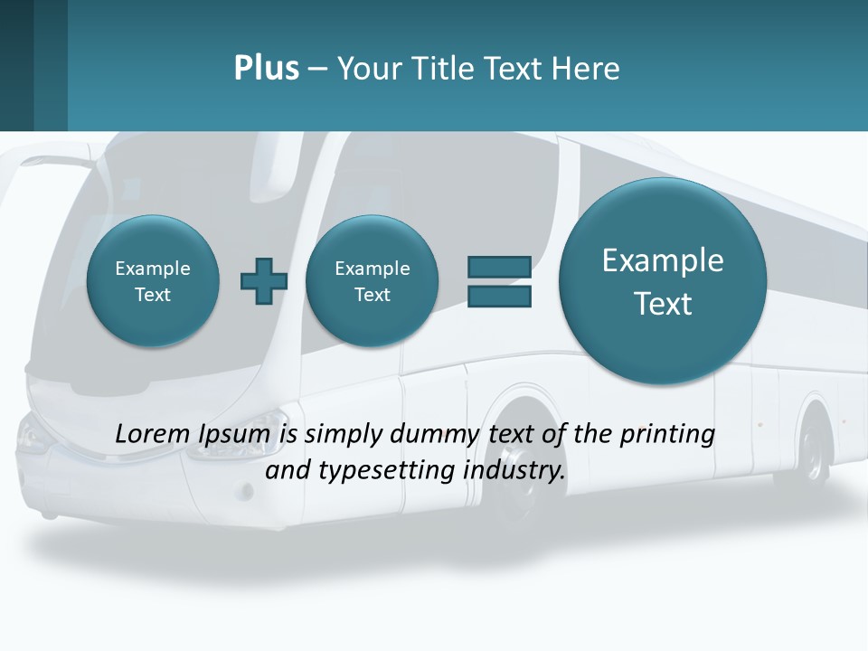 A White Bus Is Shown With A Blue Background PowerPoint Template