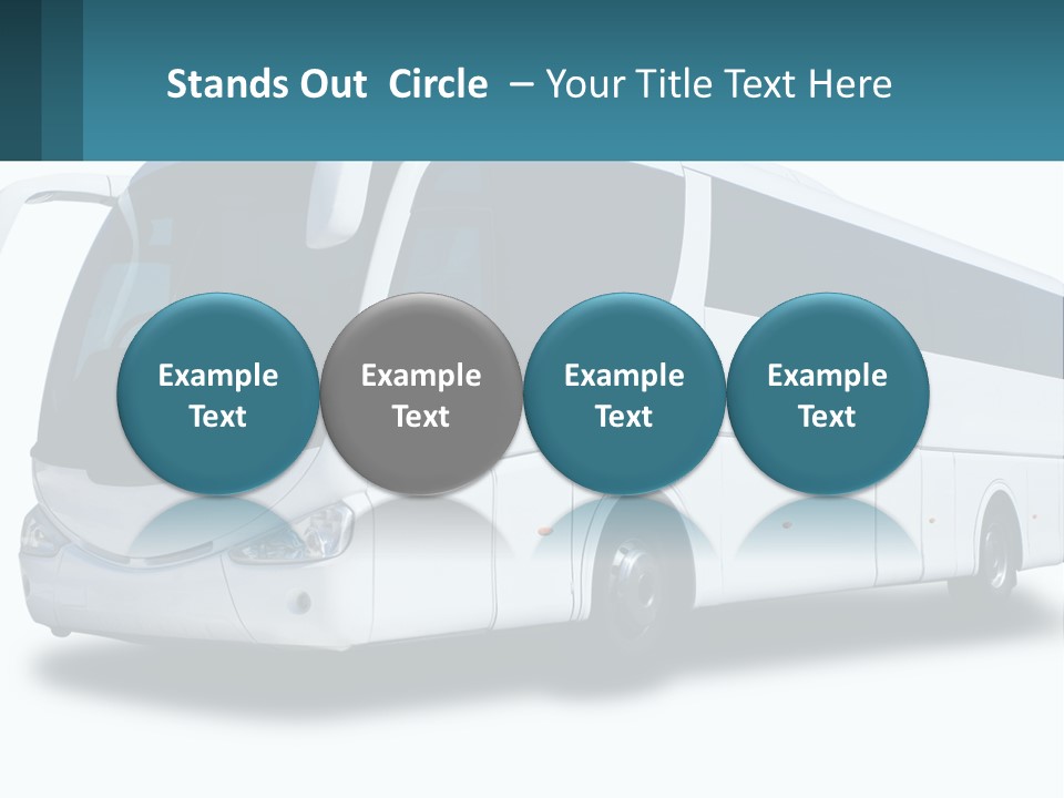 A White Bus Is Shown With A Blue Background PowerPoint Template