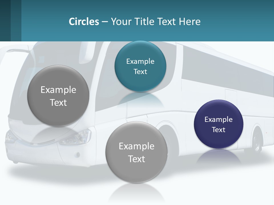 A White Bus Is Shown With A Blue Background PowerPoint Template