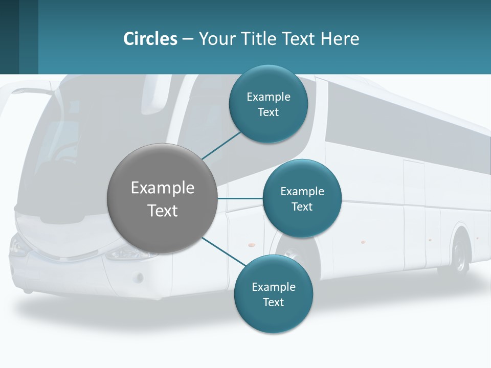 A White Bus Is Shown With A Blue Background PowerPoint Template
