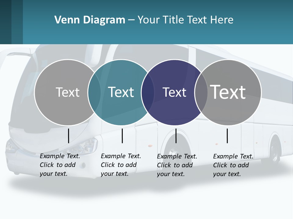 A White Bus Is Shown With A Blue Background PowerPoint Template