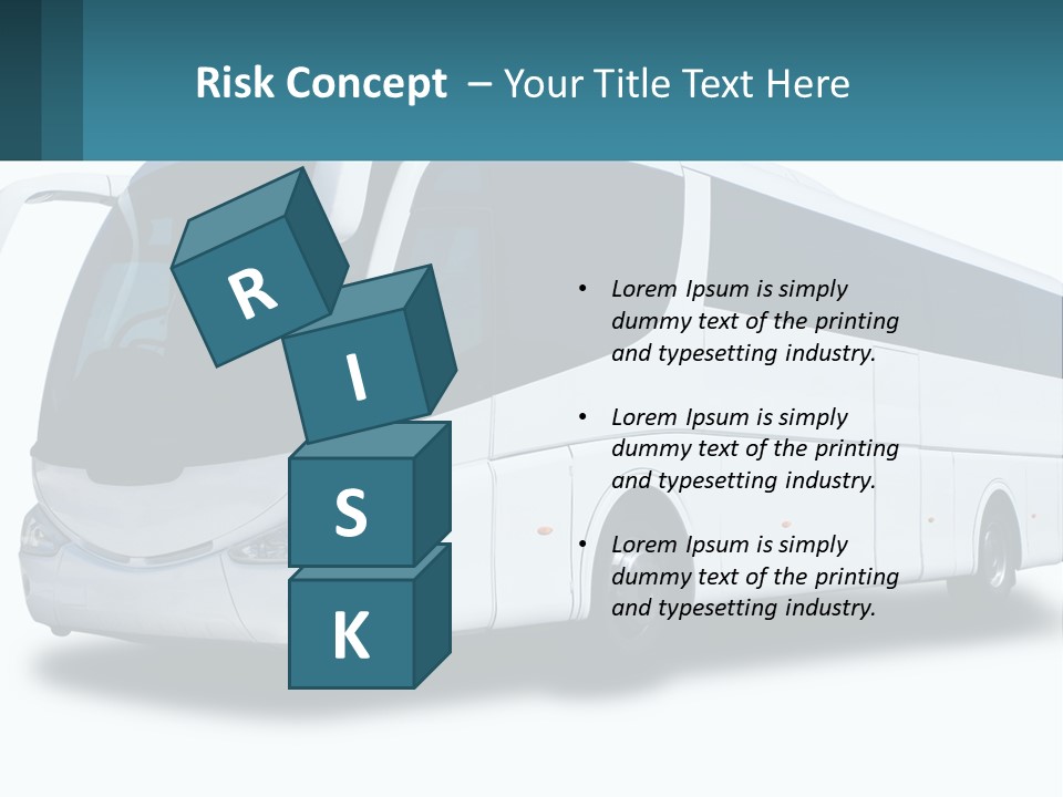 A White Bus Is Shown With A Blue Background PowerPoint Template