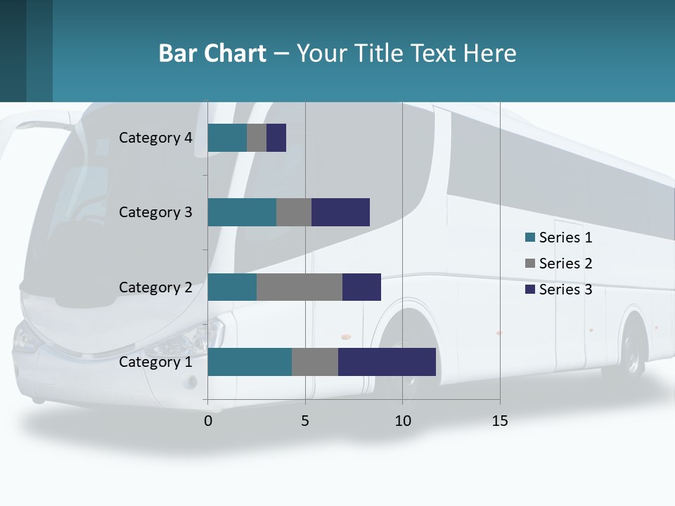 A White Bus Is Shown With A Blue Background PowerPoint Template