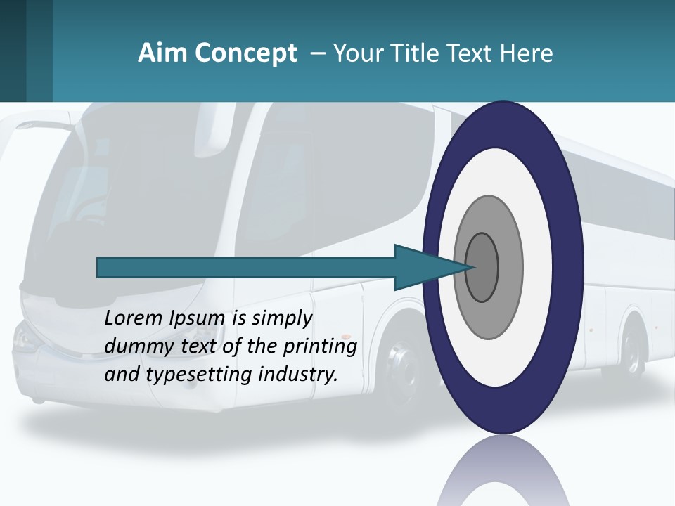 A White Bus Is Shown With A Blue Background PowerPoint Template