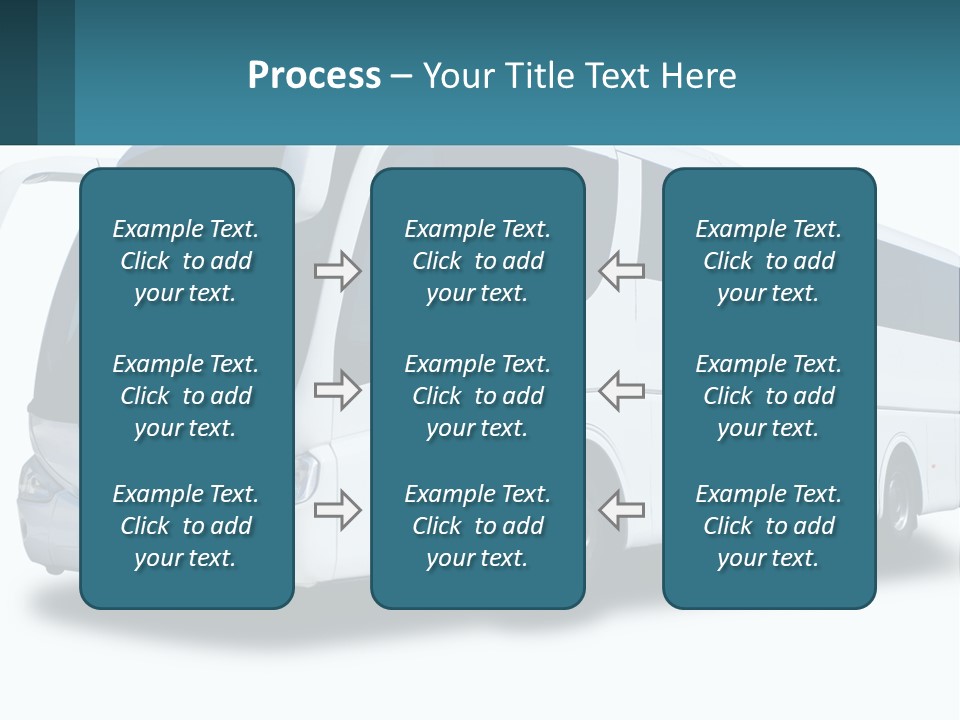 A White Bus Is Shown With A Blue Background PowerPoint Template