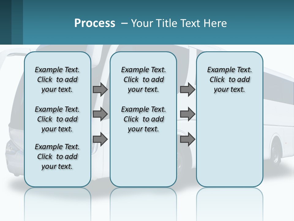 A White Bus Is Shown With A Blue Background PowerPoint Template