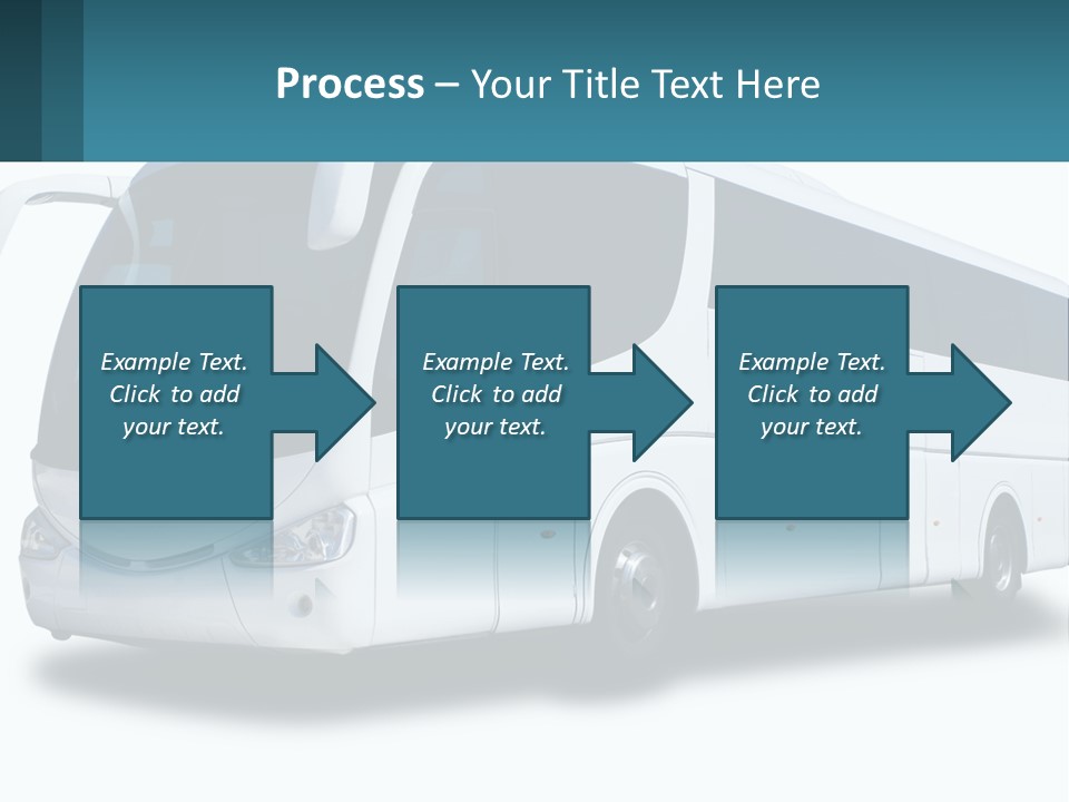 A White Bus Is Shown With A Blue Background PowerPoint Template