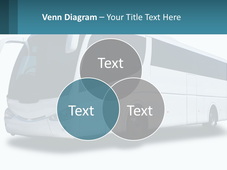 A White Bus Is Shown With A Blue Background PowerPoint Template
