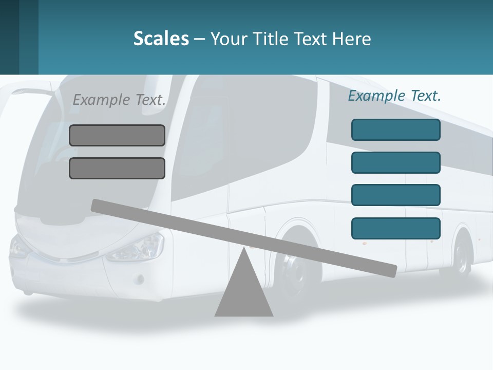 A White Bus Is Shown With A Blue Background PowerPoint Template