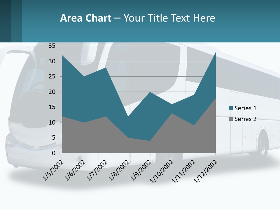 A White Bus Is Shown With A Blue Background PowerPoint Template