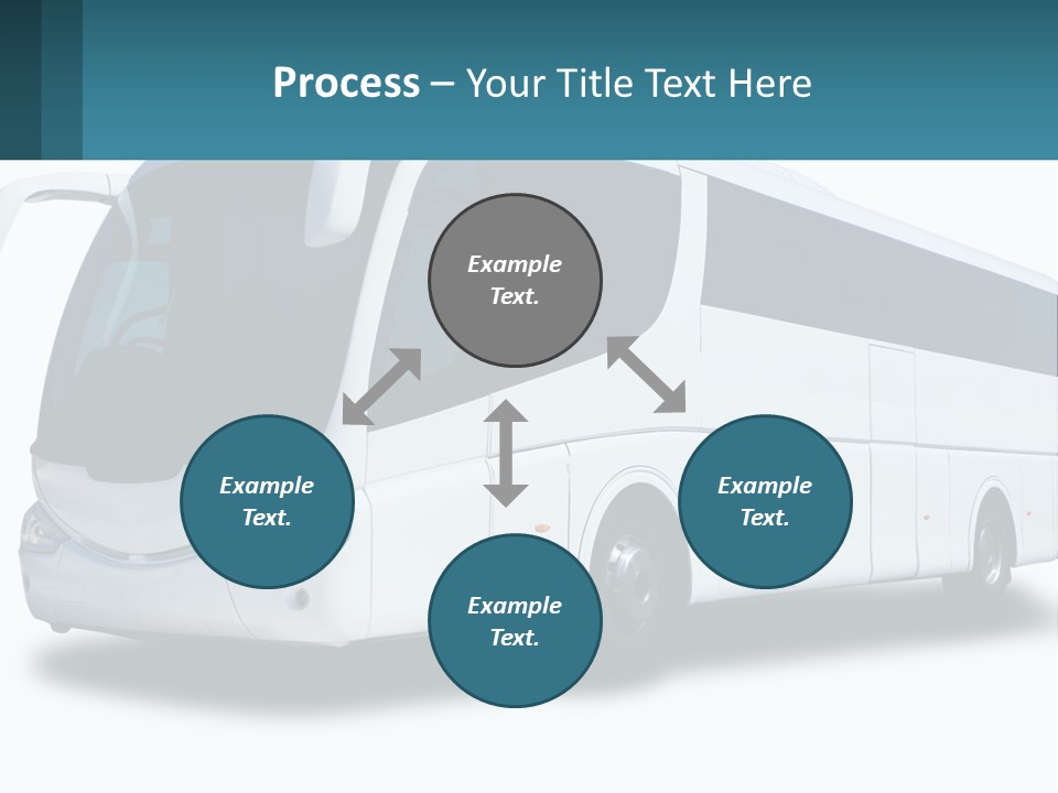 A White Bus Is Shown With A Blue Background PowerPoint Template