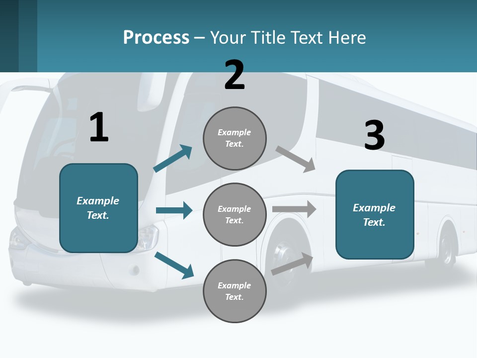 A White Bus Is Shown With A Blue Background PowerPoint Template