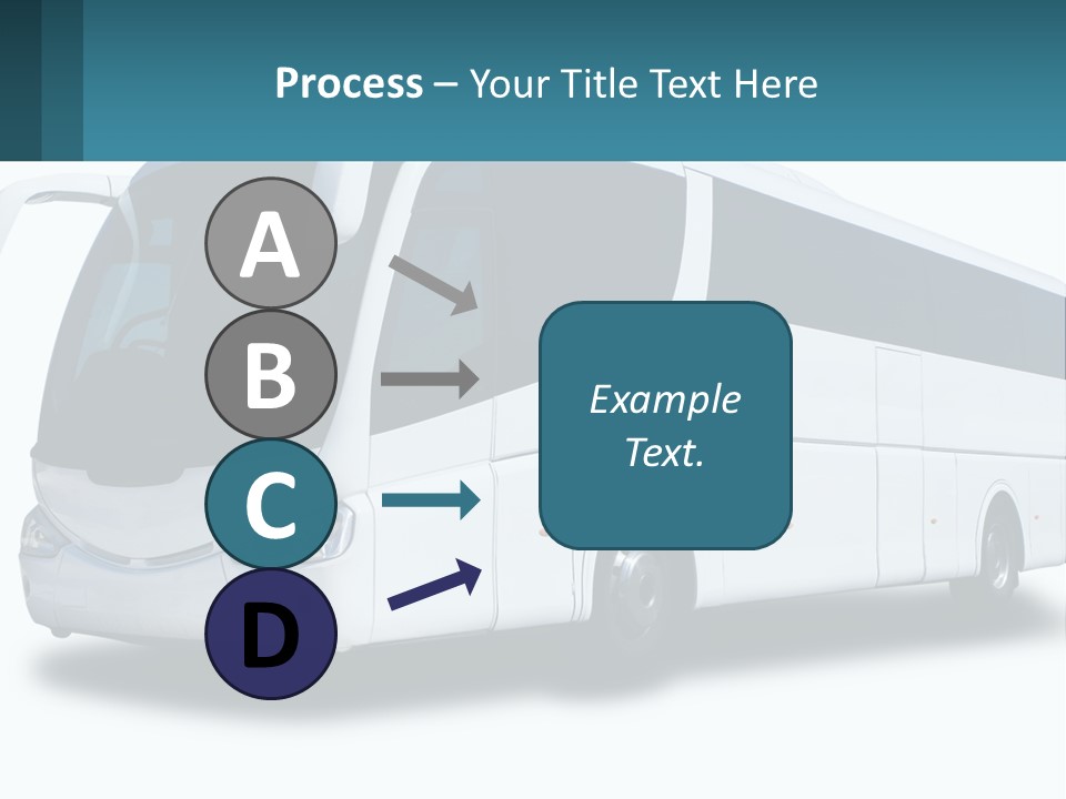 A White Bus Is Shown With A Blue Background PowerPoint Template