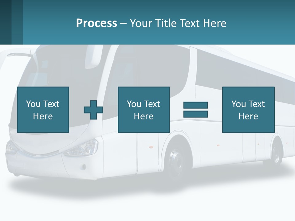 A White Bus Is Shown With A Blue Background PowerPoint Template